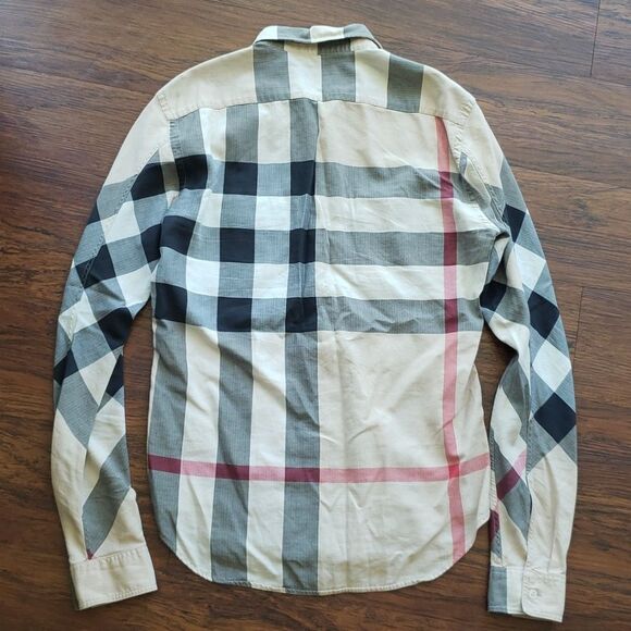 Burberry Classic Signature Nova Check Cotton Mens Button Down Long Sleeve Size S - Picture 5 of 5